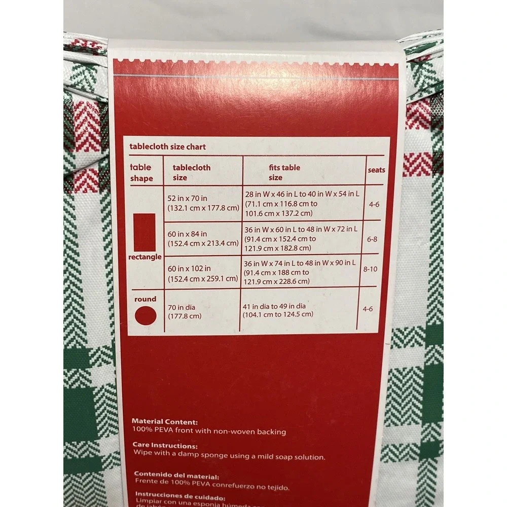 holiday time christmas‎ peva table cloth round 70 inches plaid